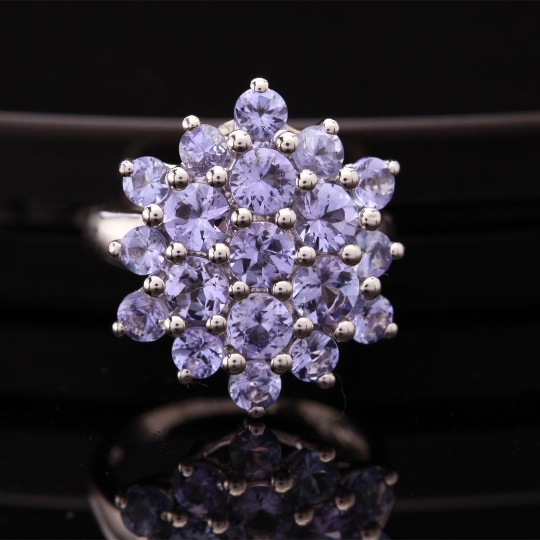 Size 5.5 Sterling Silver Tanzanite Cluster Ring (1 of 3)