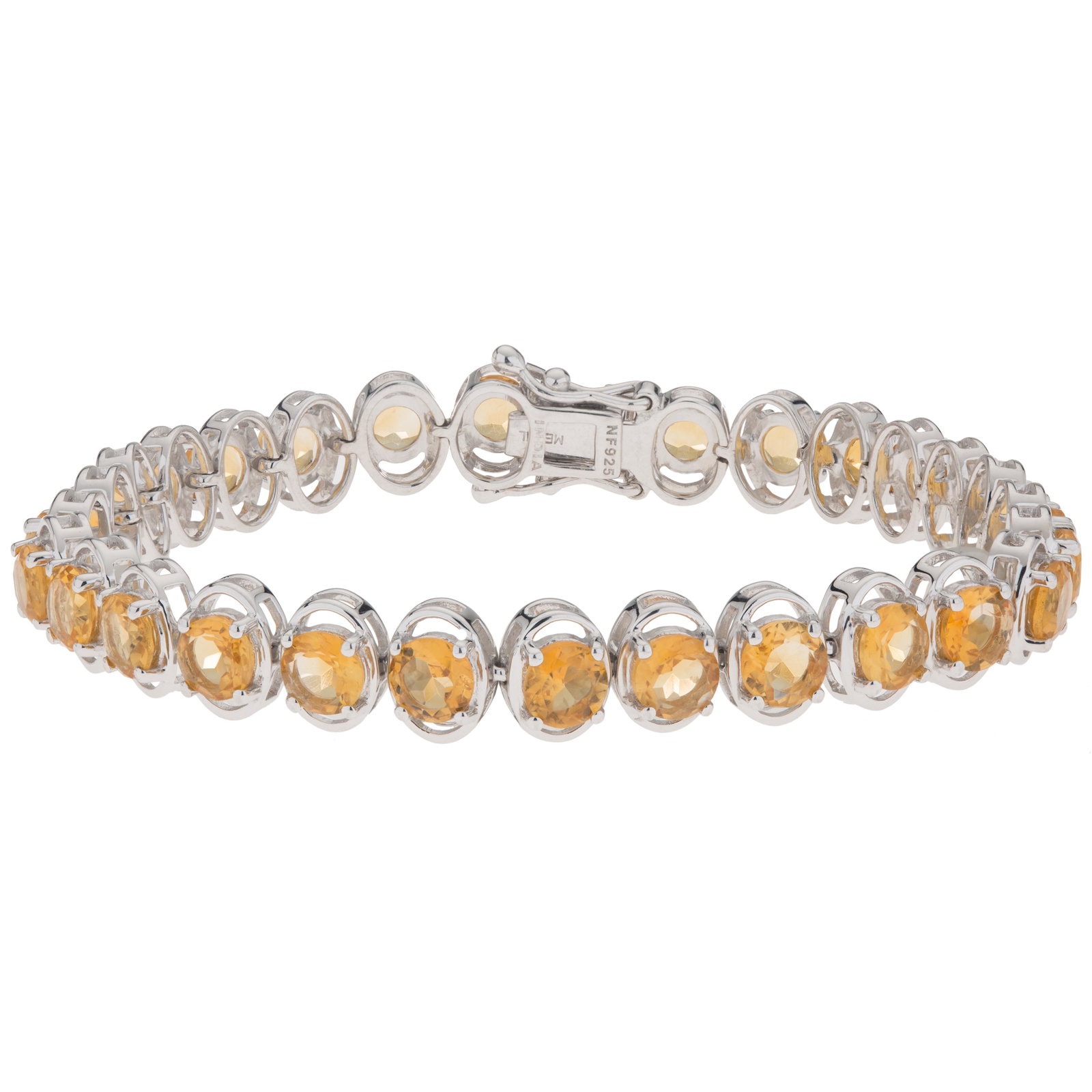 11.76 carat tw Citrine Tennis Bracelet-Sterling Silver: 925 Sterling Silver Oh-so-slender and oh-so-flattering, Pangea Mines ultra thin line bracelet is beautifully crafted in gleaming rhodium over sterling silver and lavishly adorned with sparkling genuin