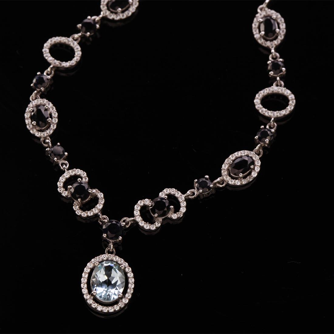 Exquisite Sapphire & Blue Topaz Silver Necklace (1 of 1)
