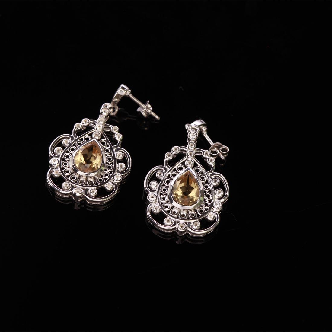 Bolivian Quartz Filigree Dangle Earrings (1 of 1)