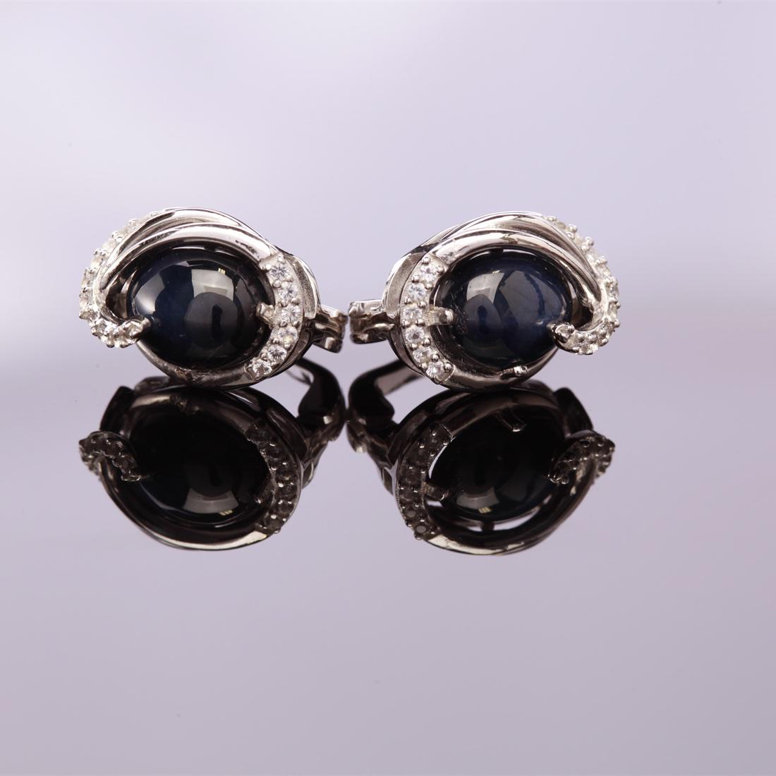 Star Sapphire & Topaz Sterling Silver Earrings (1 of 3)