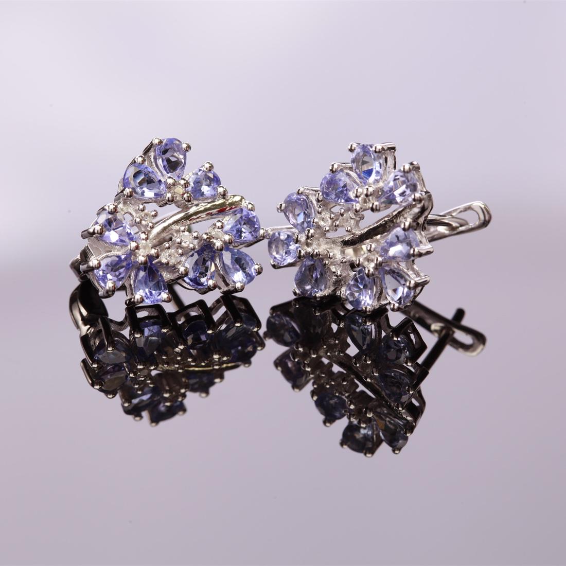 Tanzanite Cluster Sterling Slv Hatchback Earrings (1 of 3)