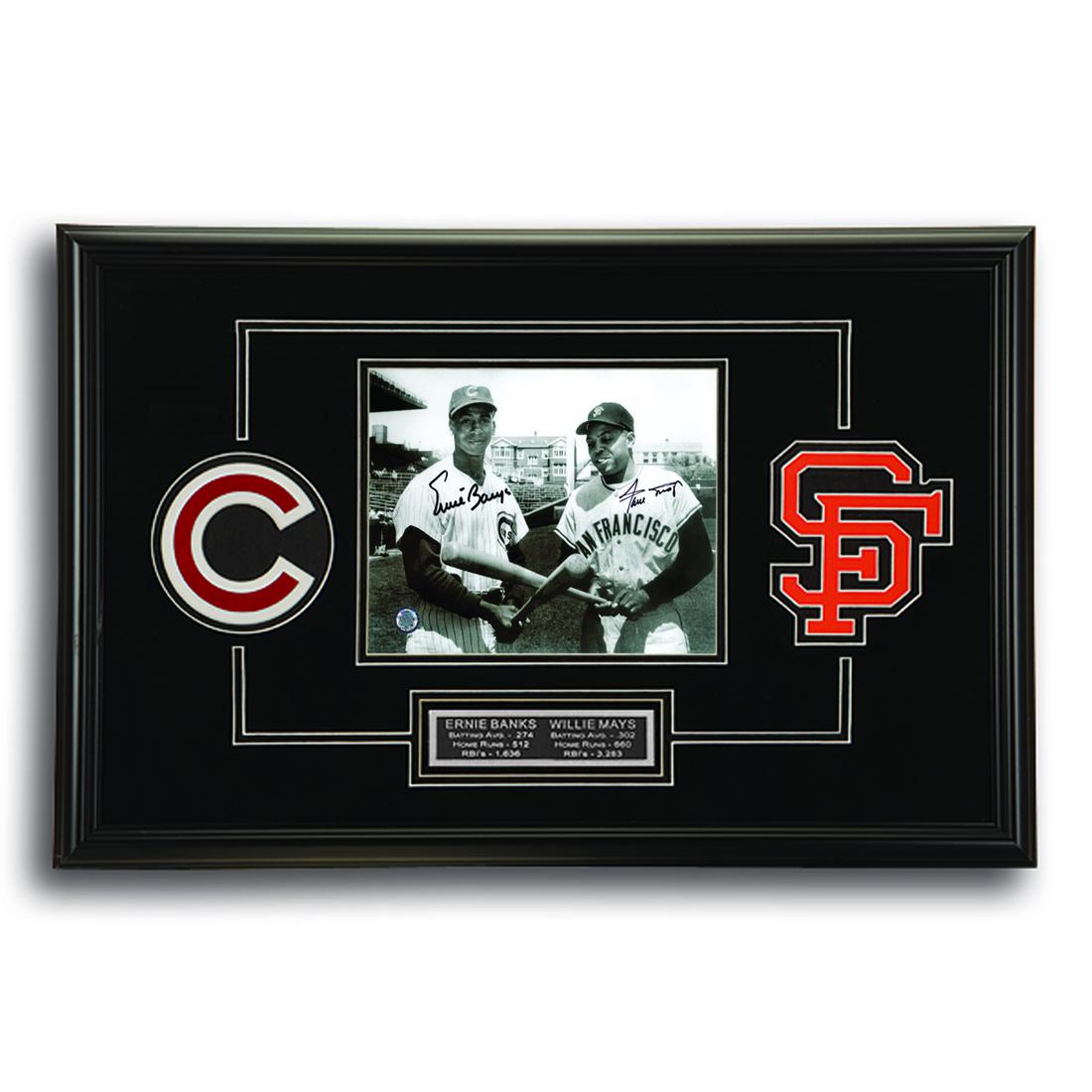 Ernie Banks & Willie Mays Framed 24x15 signed GFA (1 of 1)