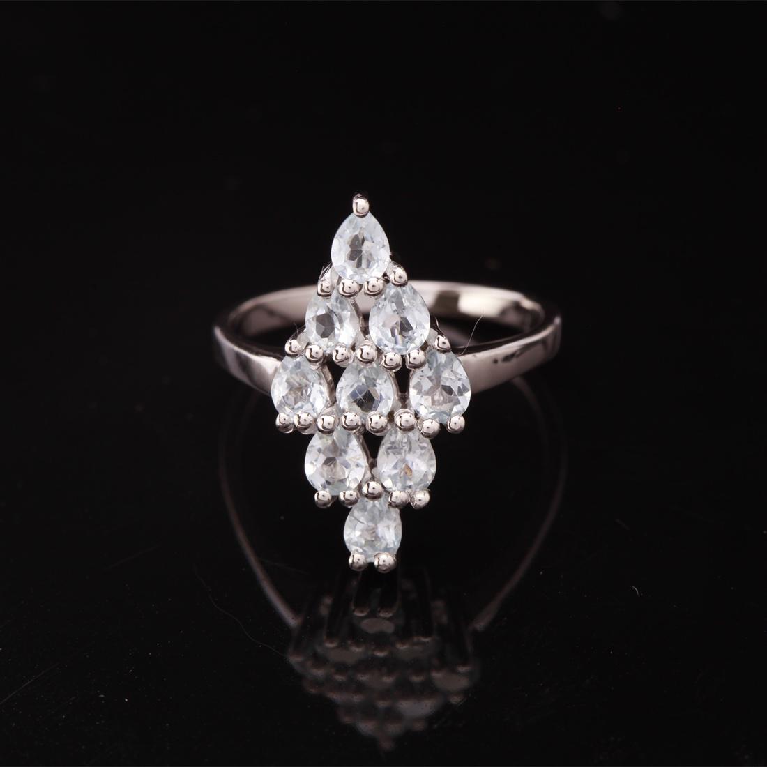 Sz8.25 Sterling Silver Sky Blue Topaz Cluster Ring (1 of 3)