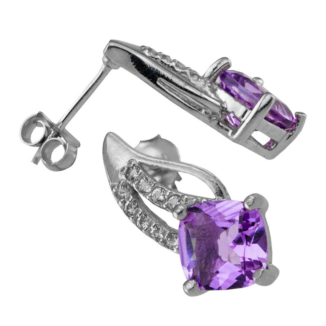 Sterling Silver Amethyst & Topaz Stud Earrings (1 of 3)