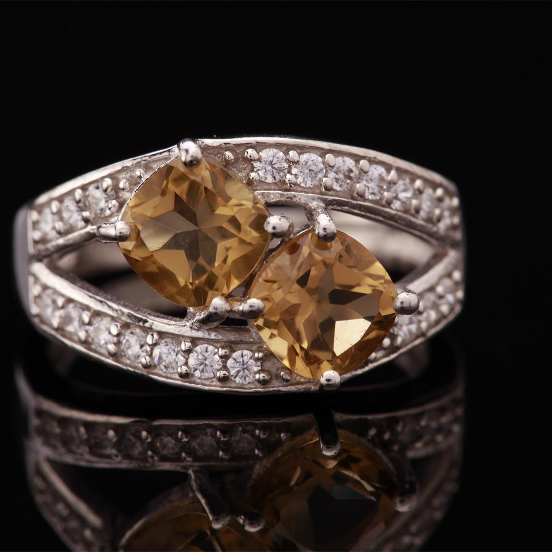 Size 9  Sterling Bear Quartz Zircon Split Ring (1 of 3)