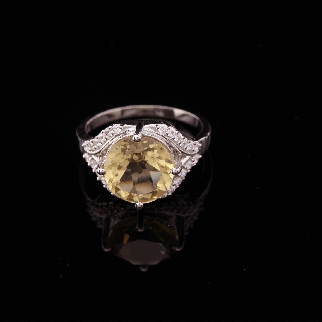 Size 6.5 Sterling Bear Quartz & White Zircon Ring (1 of 3)