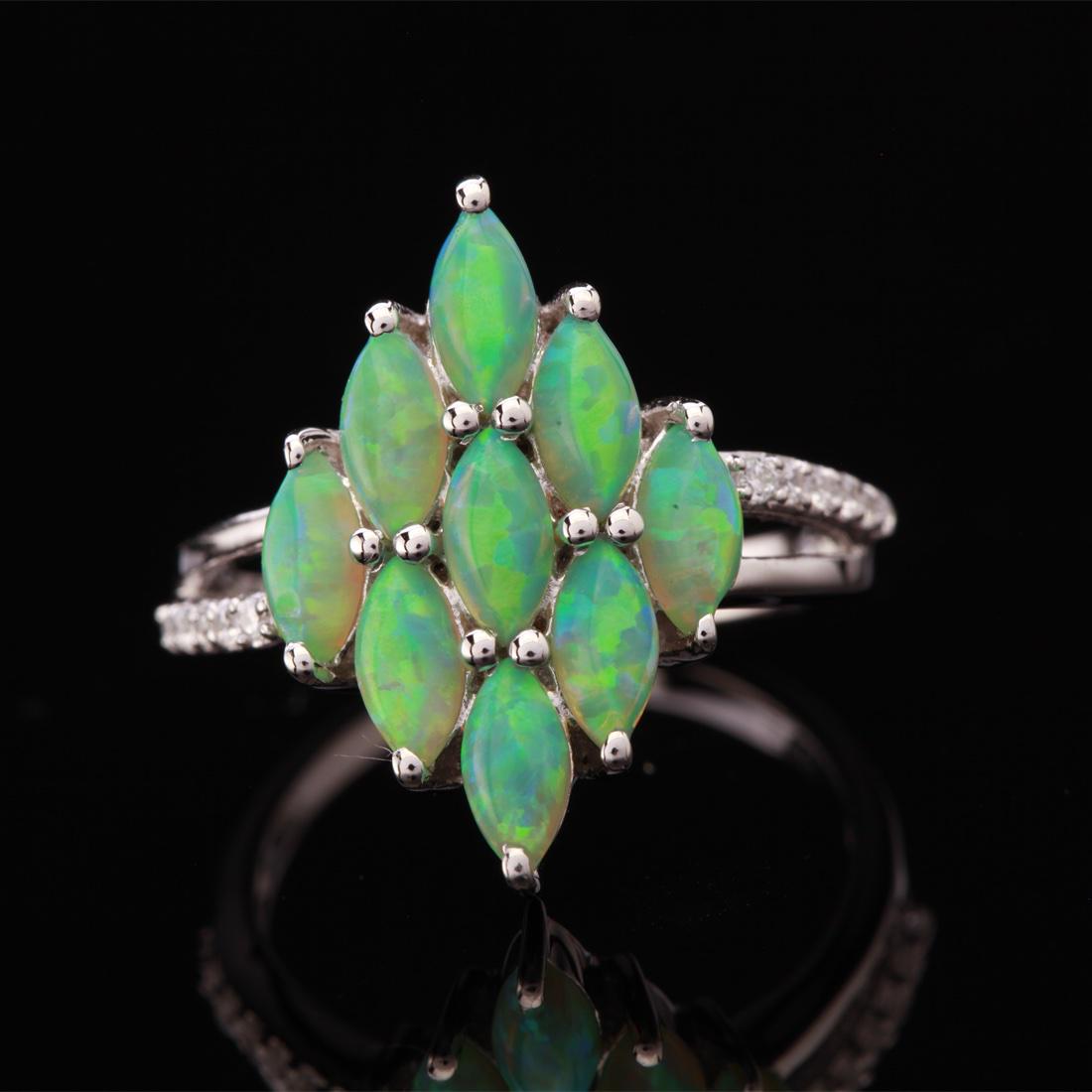 Size 7.75 Sterling Iridescent Green Opal Ring (1 of 3)