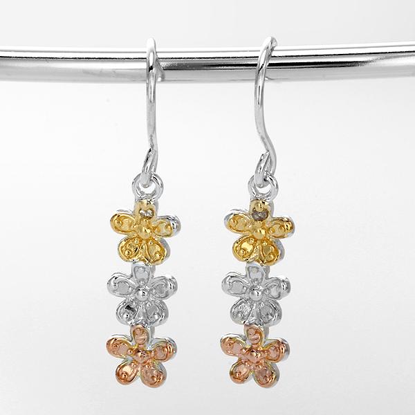 Tri Color Flower Dangle Earring (1 of 1)
