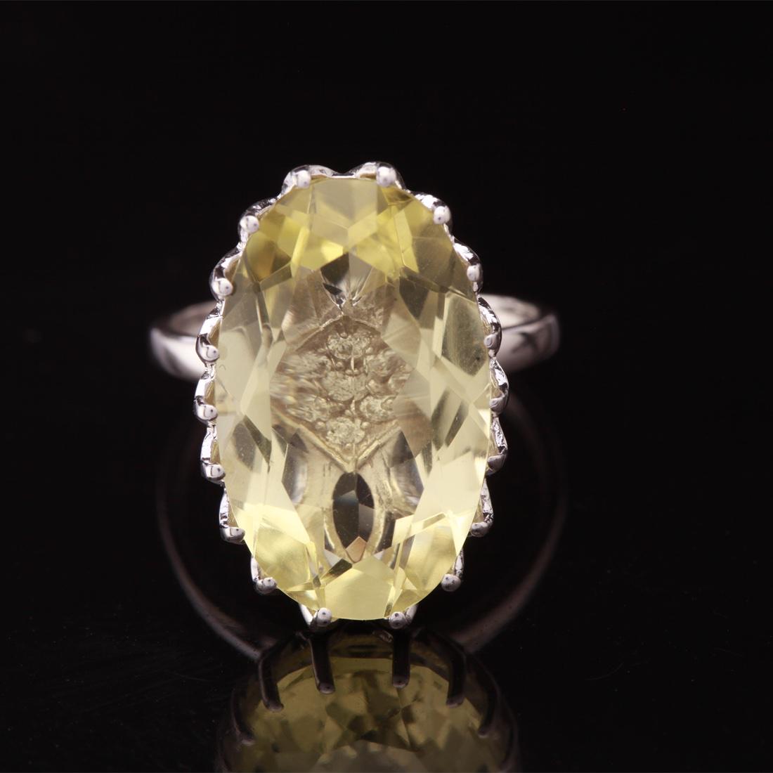 Sz 7.75 Sterling Silver Oval Cut Lemon Topaz Ring (1 of 3)