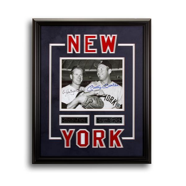 Mickey Mantle & Whitey Ford Custom Frame Signed GFA: Mickey "The Mick " Mantle from 1951 to 1968 patrolled center field with an unprecedented grace that left all privileged enough to see him play with memories to last a lifetime. Mickey Mantle was a sta