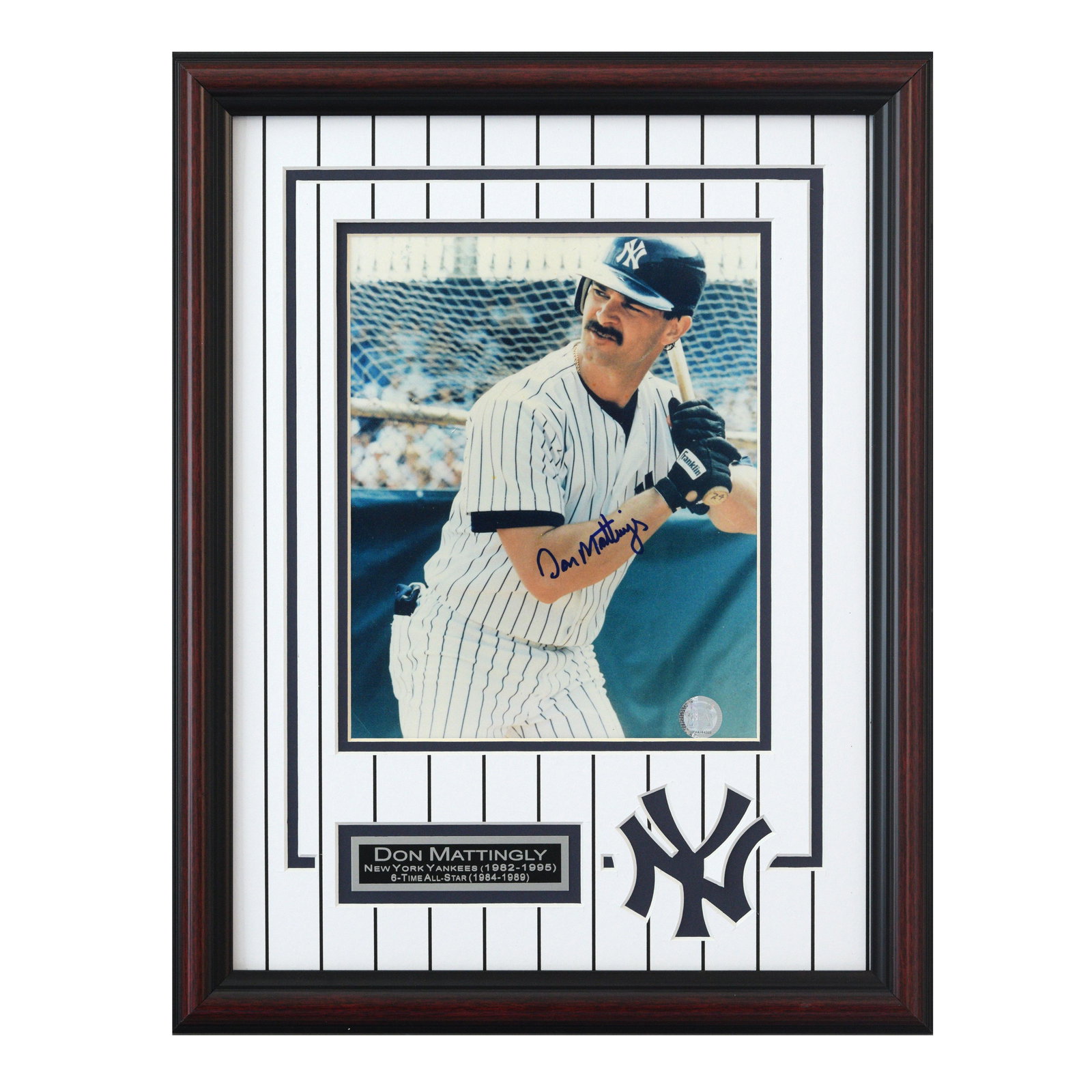 Don Mattingly New York Yankees Signed Framed GFA: For 14 fantastic years "Donnie Baseball" was the leader of the New York Yankees and became a 6-time All-Star, won 9 Gold Gloves, 3 Silver Sluggers, the 1984 AL batting title, named team captain from 1