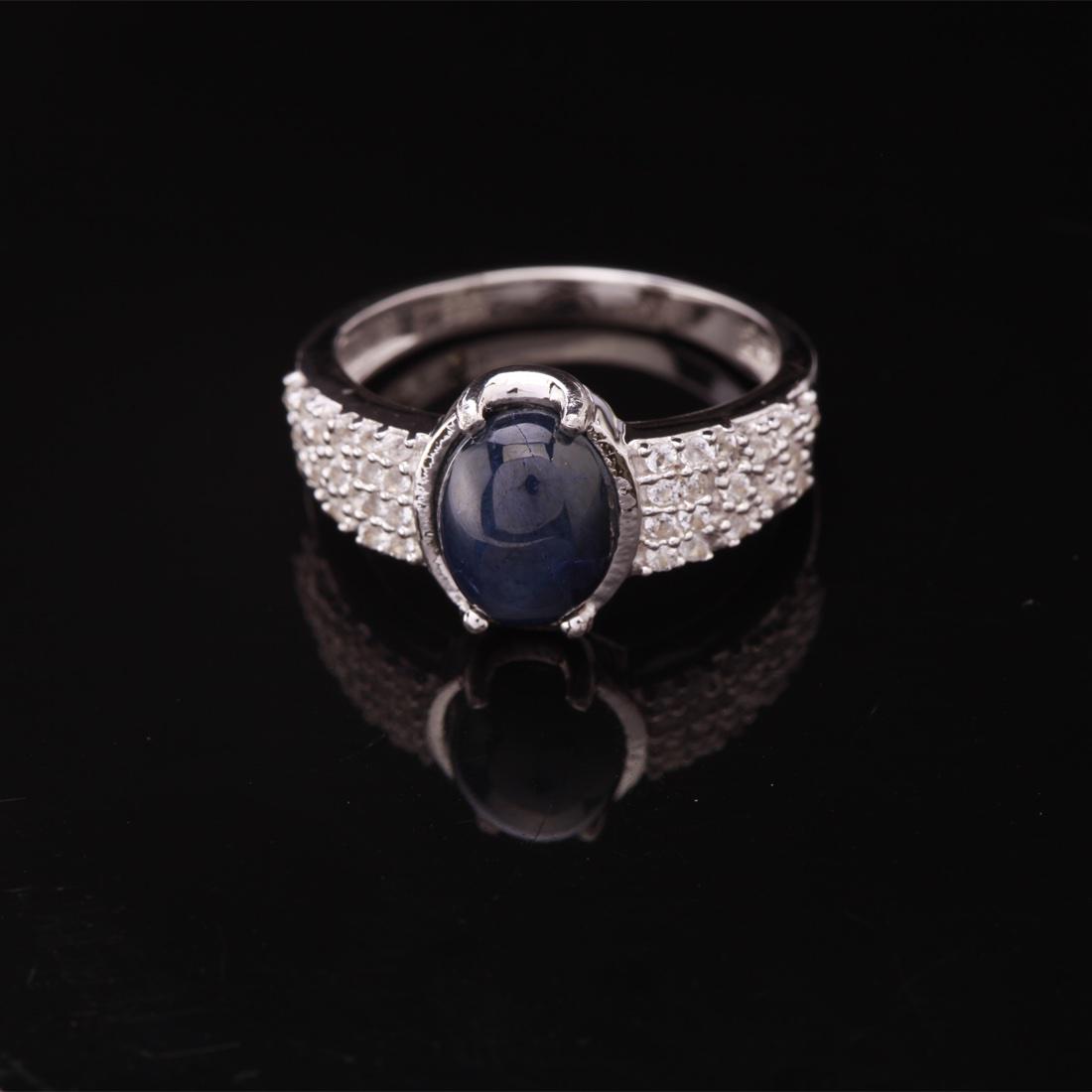 Sz 9.75 Star Sapphire & Topaz Sterling Silver Ring (1 of 3)