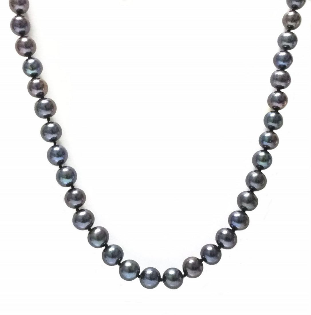 18" Knotted Sterling Silver Peacock Pearl Necklace (1 of 1)