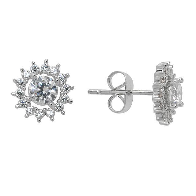 Silver Tone CZ Stud Earrings (1 of 1)