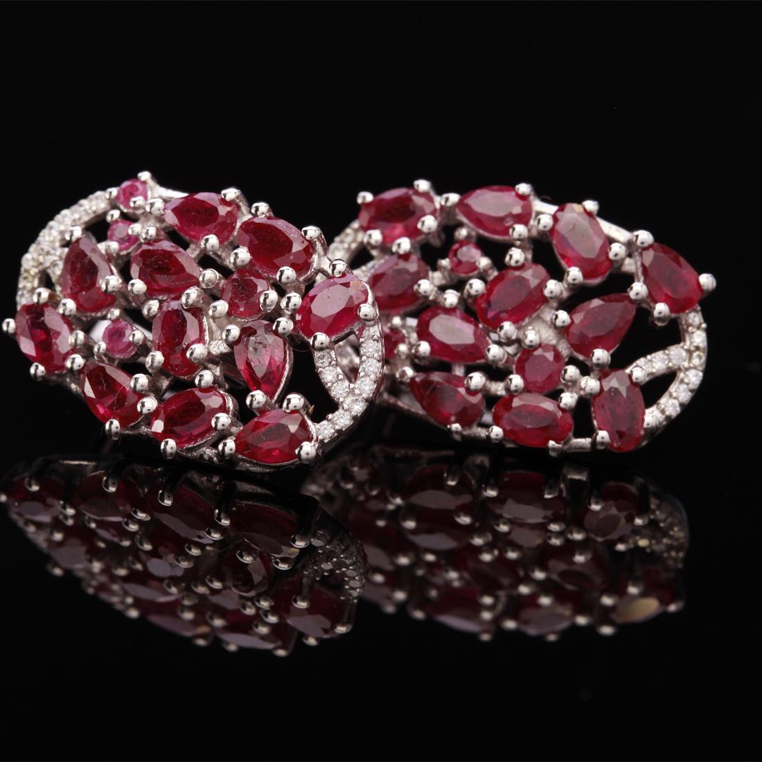 Sterling Slv Ruby Glass Field Latchback Earrings (1 of 1)