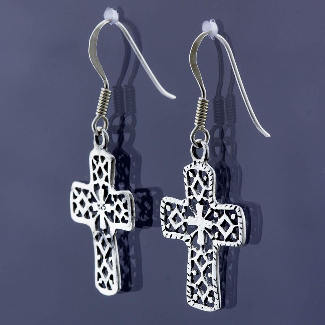 Sterling Silver Filigree Cross Dangle Earrings (1 of 2)