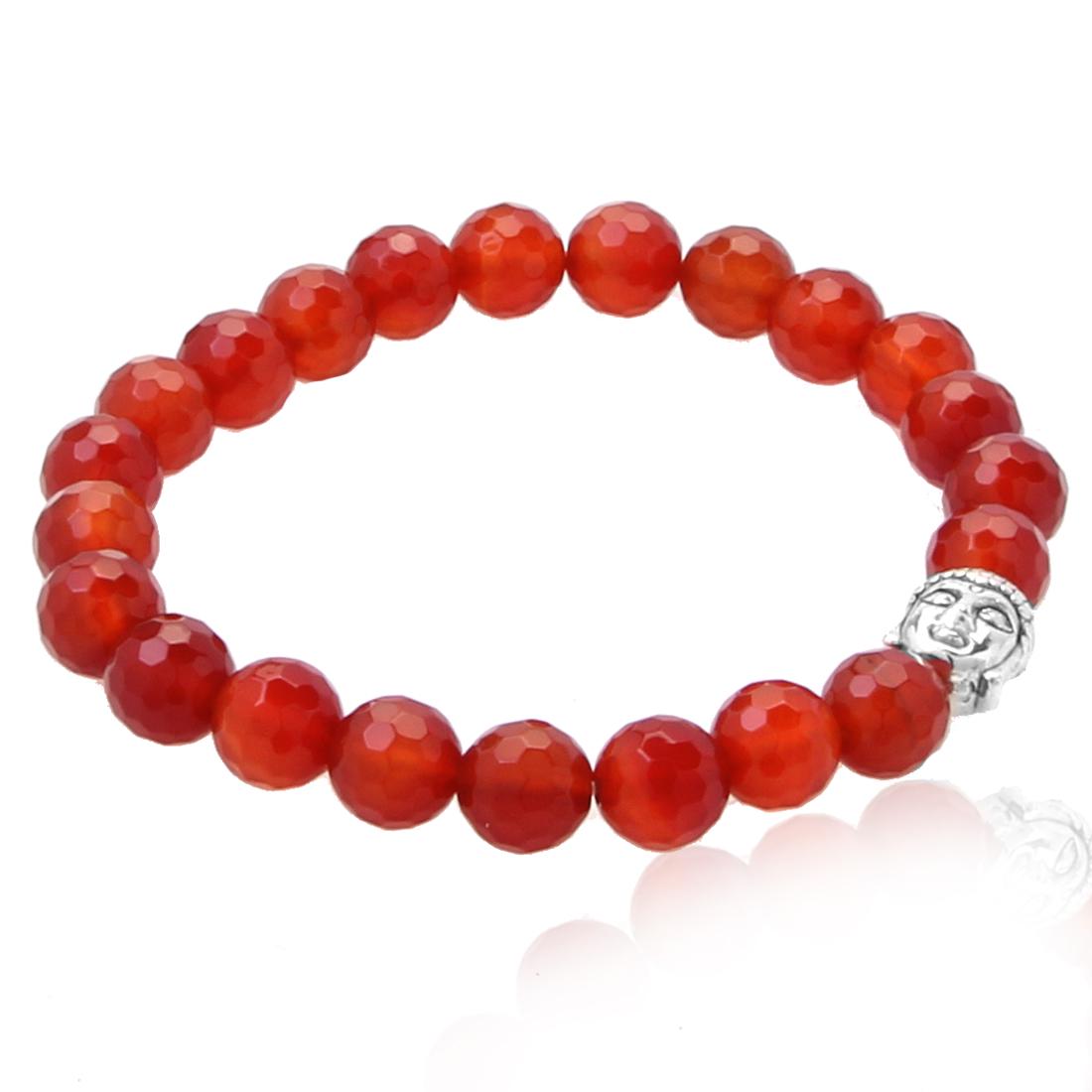 Buddha Carnelian Faceted Beaded Stretch Bracelet (1 of 2)
