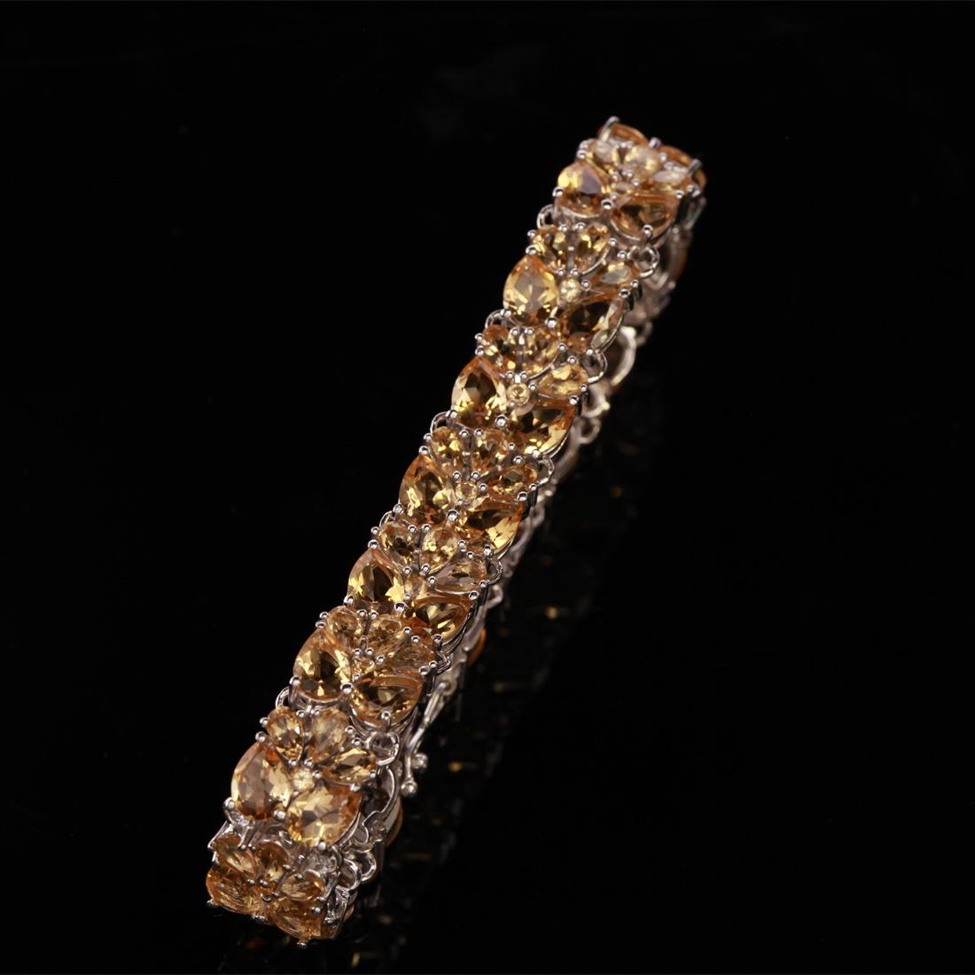 Radiant Citrine Gemstone Sterling Bracelet 7.5" (1 of 1)
