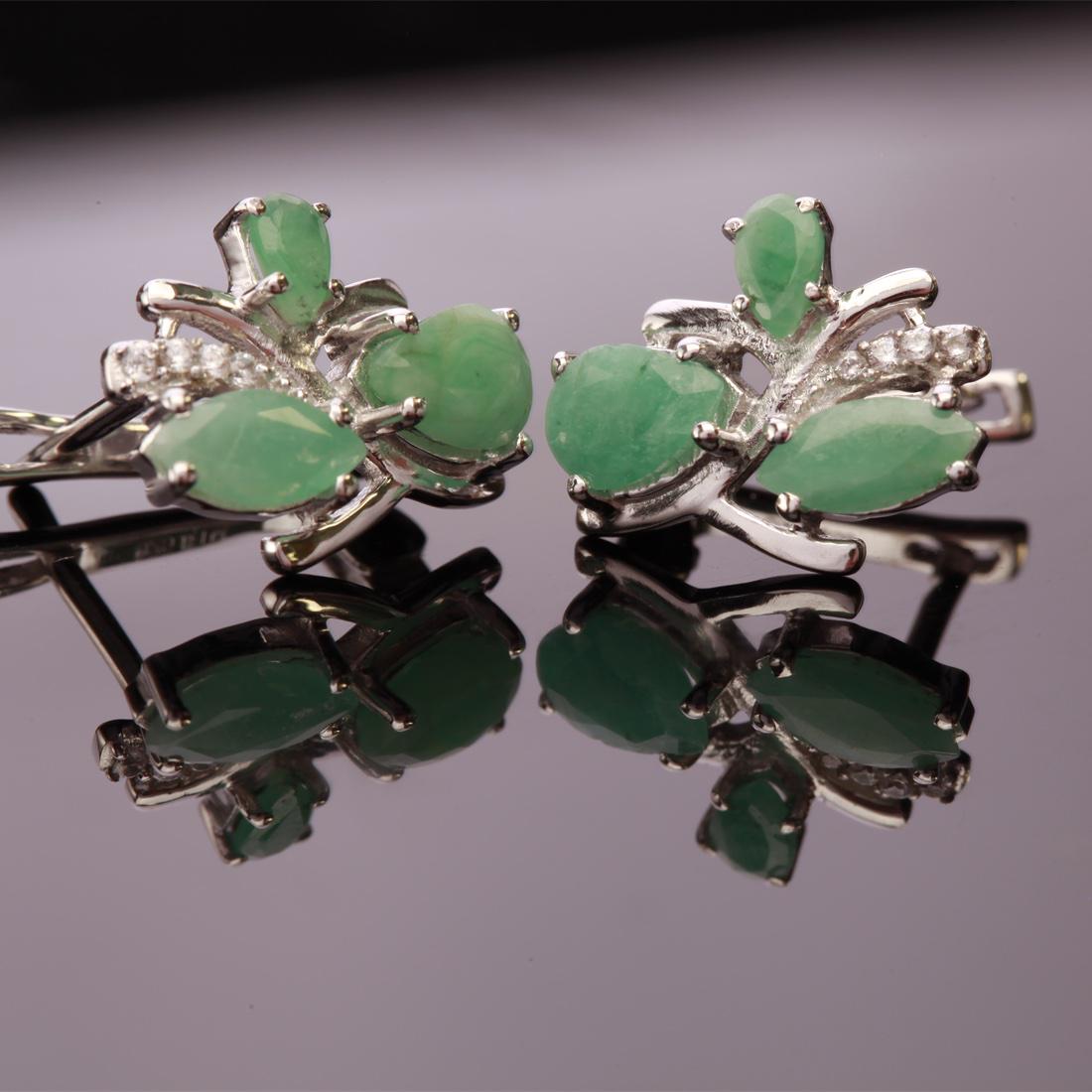 Emerald & Zircon Sterling Slv Latchback Earrings (1 of 3)