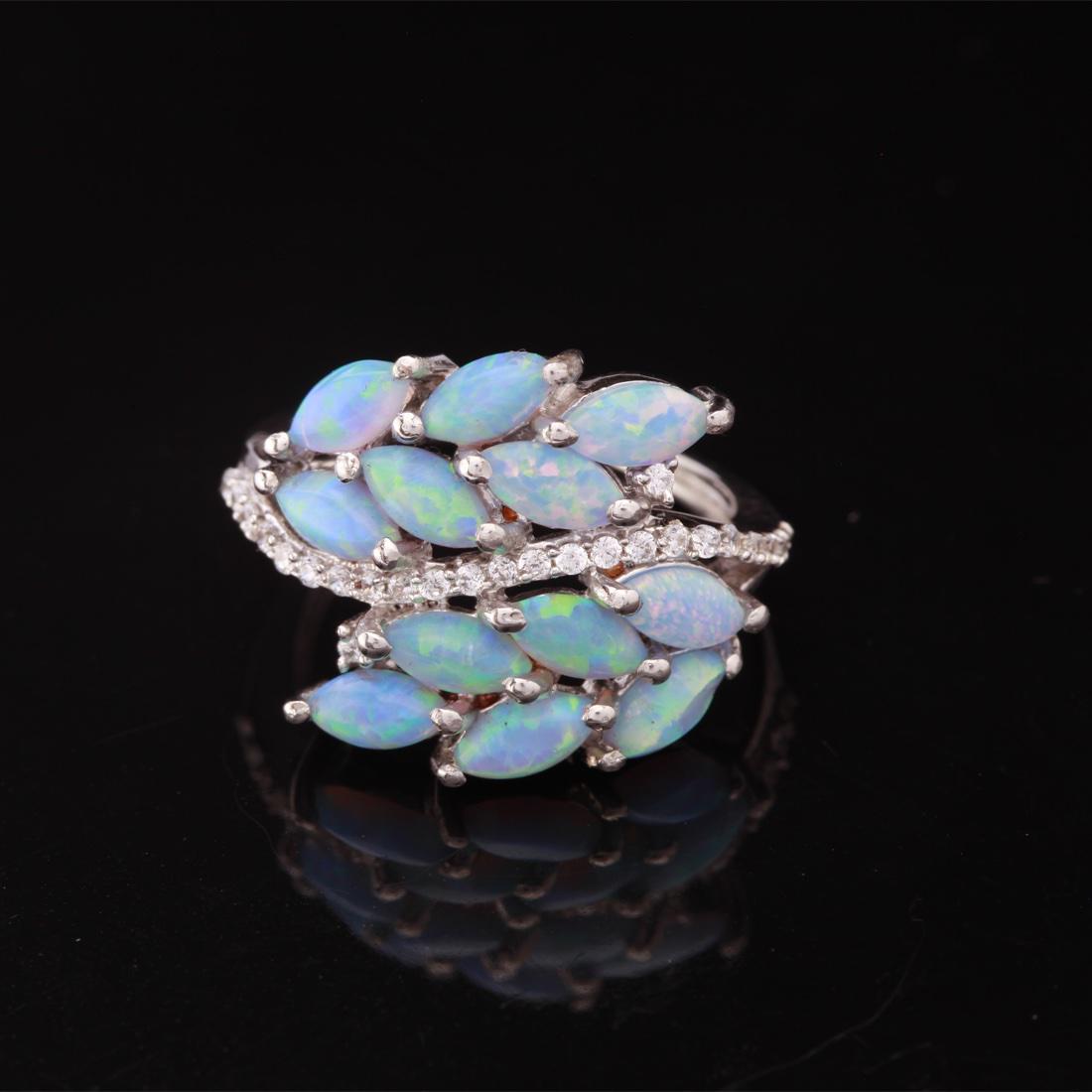 Size 8.5 Sterling Slv Marquise Syn Blue Opal Ring (1 of 3)