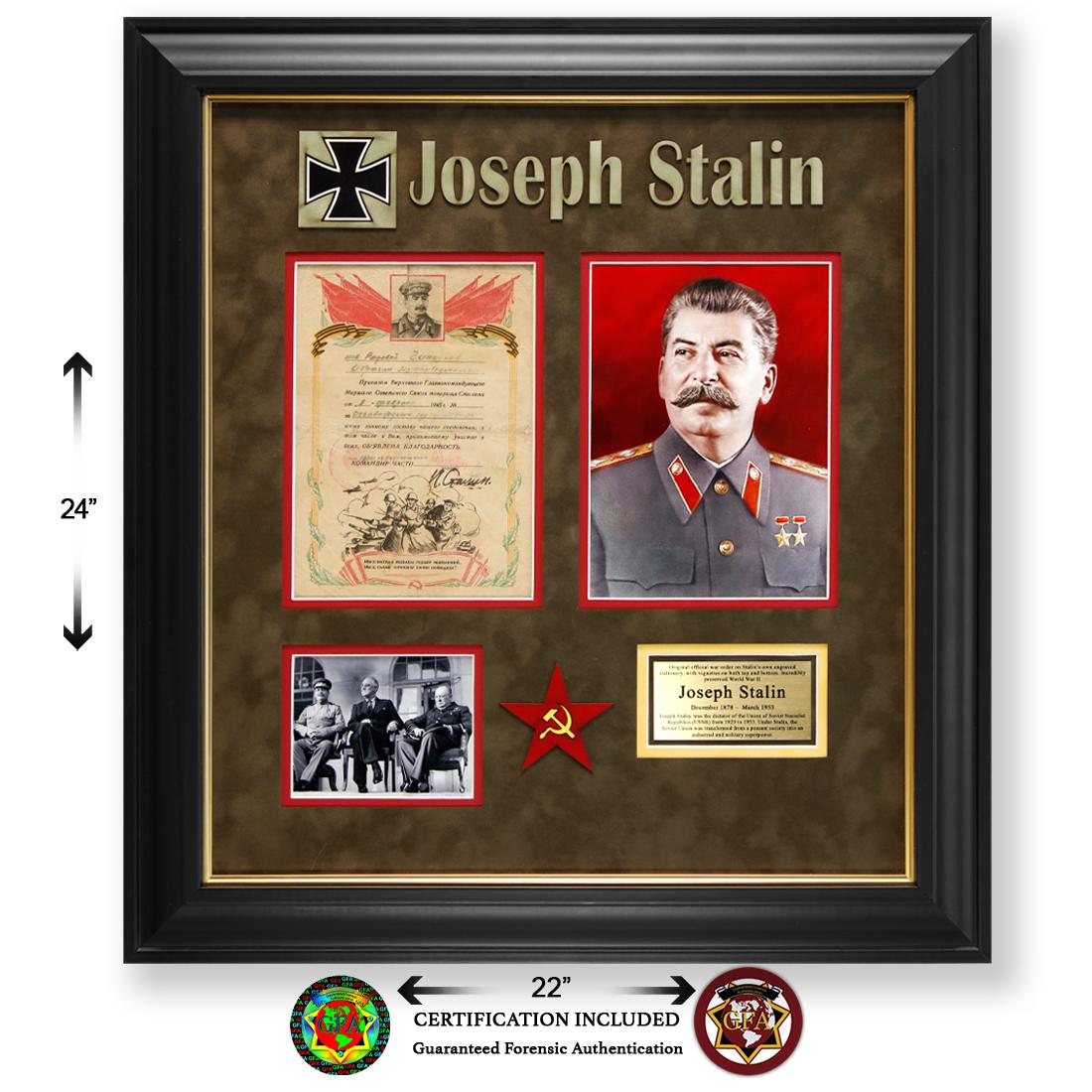 Joseph Stalin Signed Document: Joseph Stalin (December 18, 1878 – March 5, 1953) Joseph Stalin signed document. Boldy signed in black ink Joseph Stalin very rare signature on an autograph document from 1945 On December 18, 18