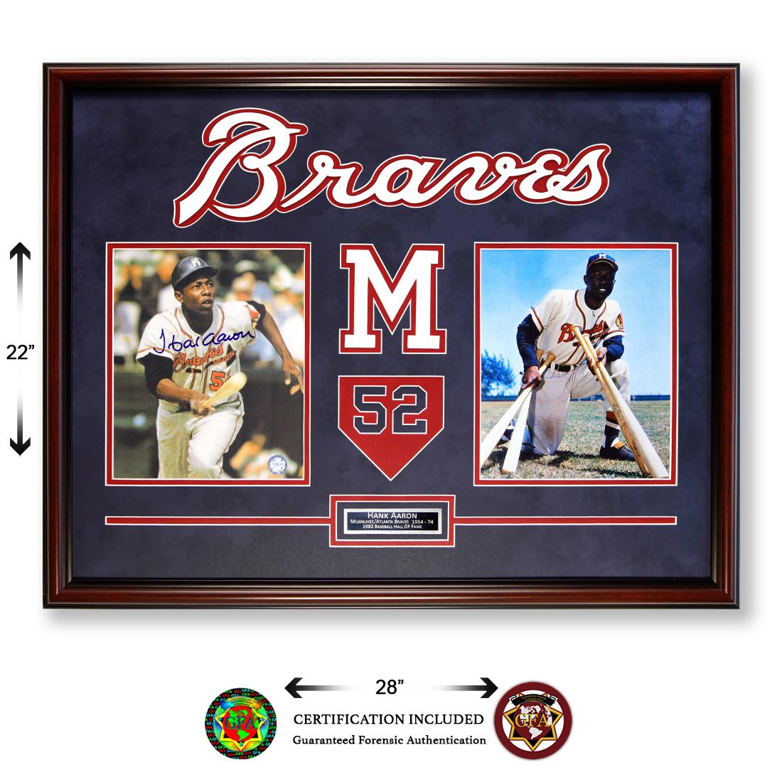 Hank Aaron Atlanta Braves Framed 22x28 Signed GFA (1 of 2)