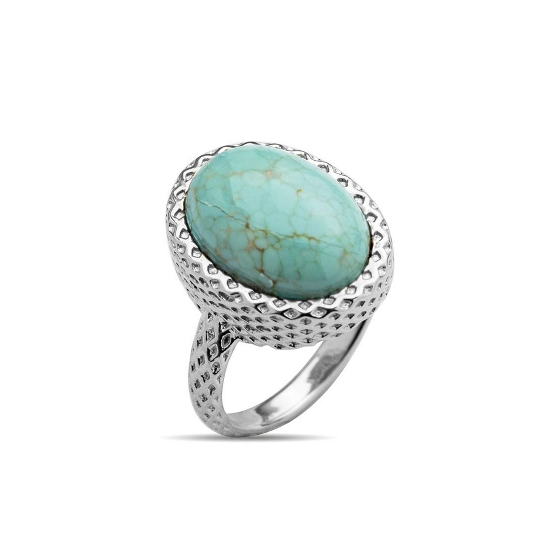 Sterling Silver Oval Turquoise Textured Ring-SZ 8 (1 of 1)