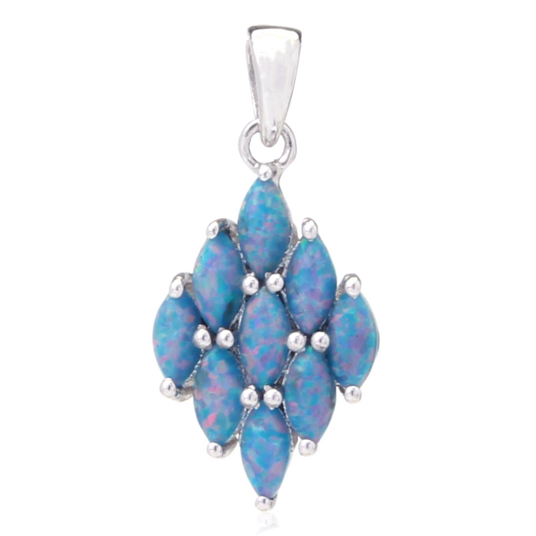 Sterling Silver Syn Opal Marquise Cluster Pendant (1 of 2)