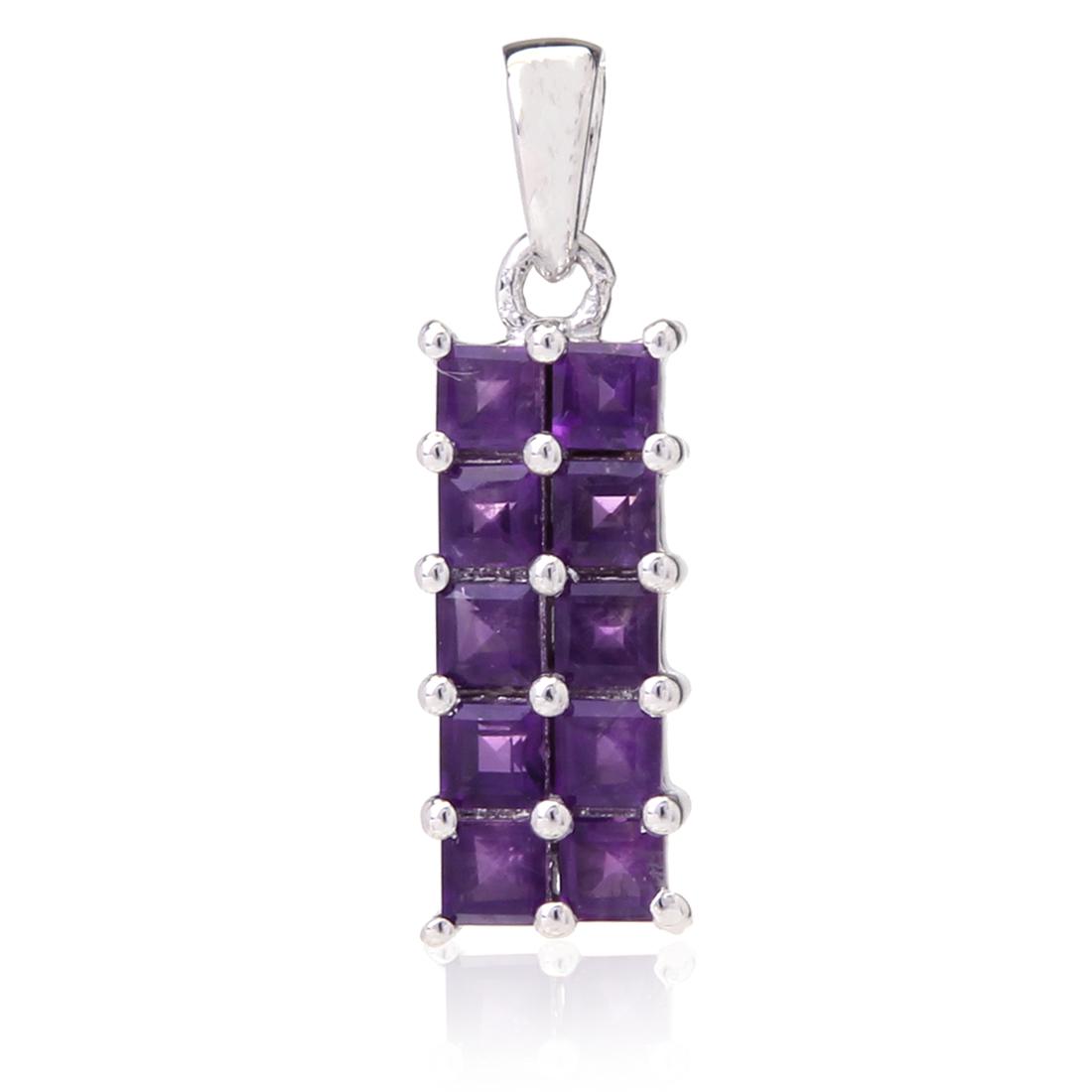 Sterling Silver African Amethyst Linear Pendant (1 of 2)
