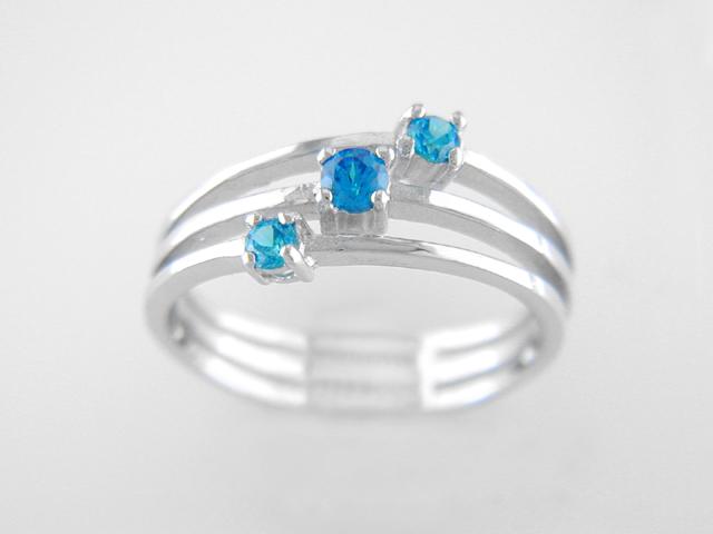Sterling Silver Blue Stone Split Ring Sz 7 (1 of 1)