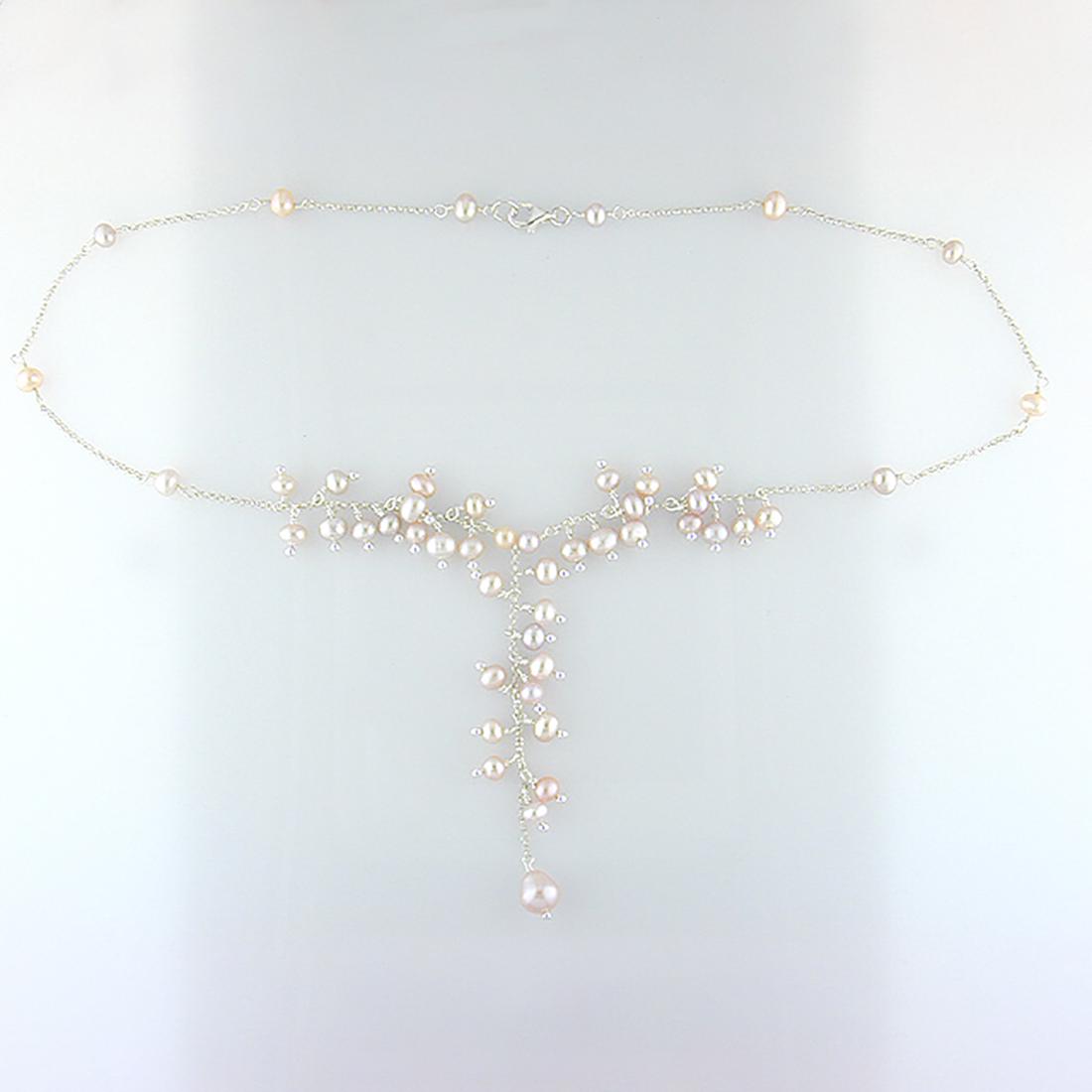 Sterling Silver Pink Pearl Y Necklace 17.5" (1 of 1)