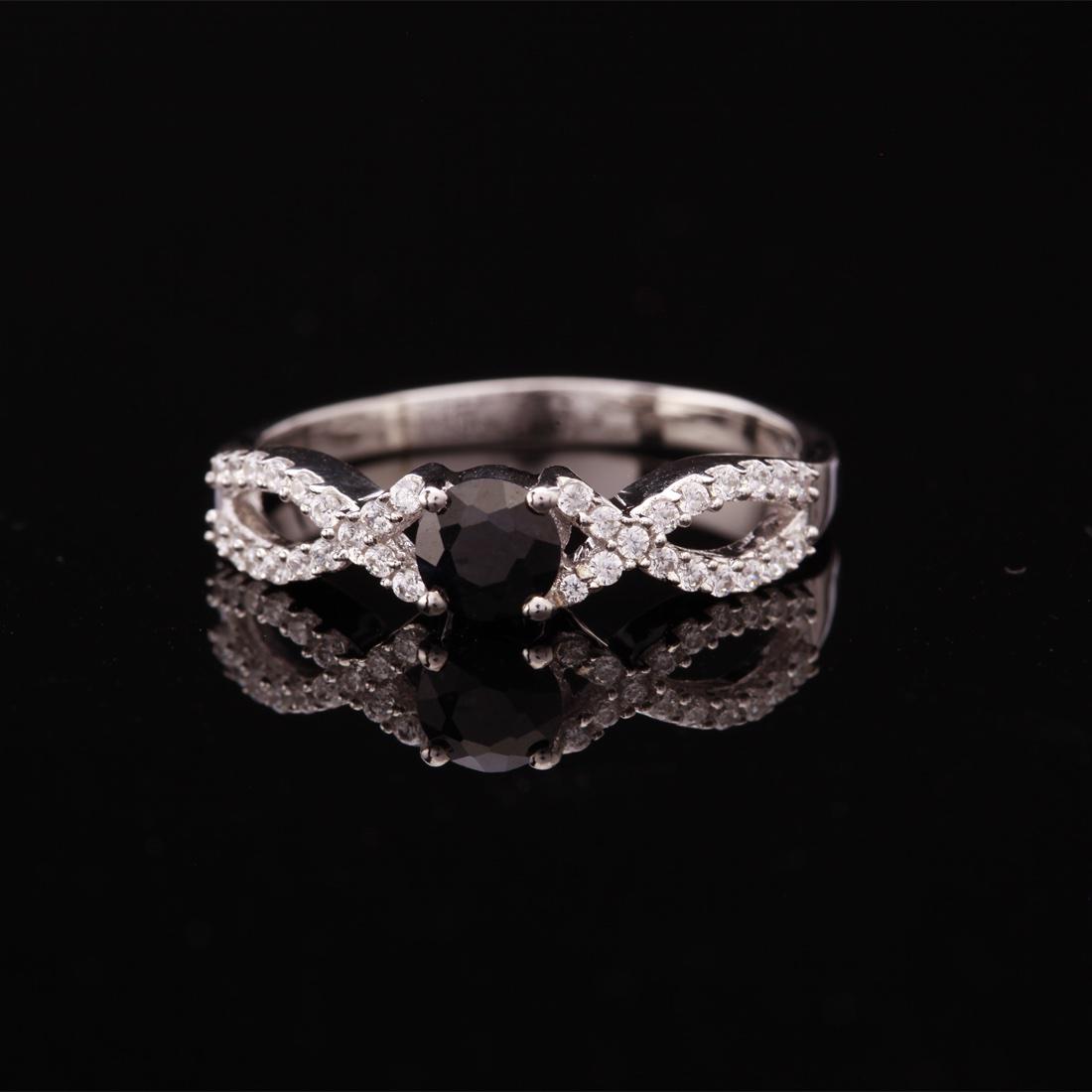 Size 10 Sterling Silver Black Sapphire Zircon Ring (1 of 3)