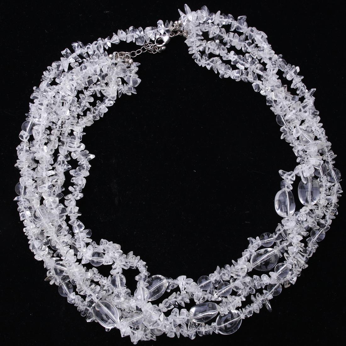 Sterling Silver 5 Strand Clear Qtz Necklace 20" (1 of 3)