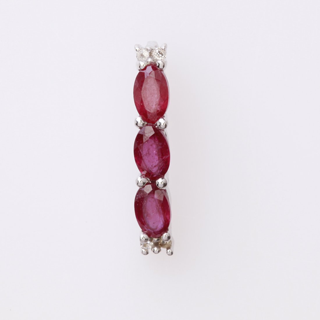 Three Stone Ruby Red Glass & Zircon Linear Pendant (1 of 2)