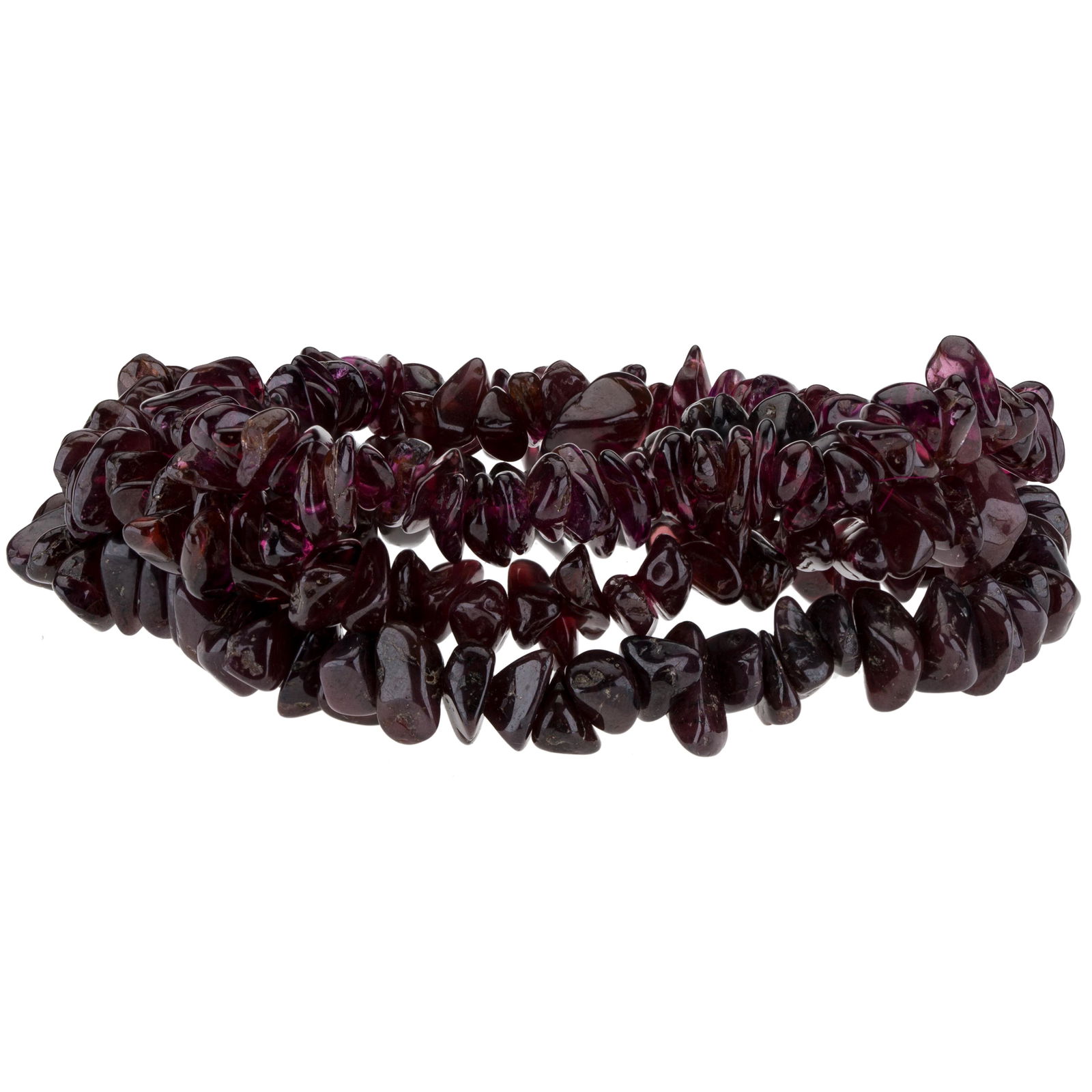 Garnet Chips Stretch Bracelet Set Of 3 (1 of 3)