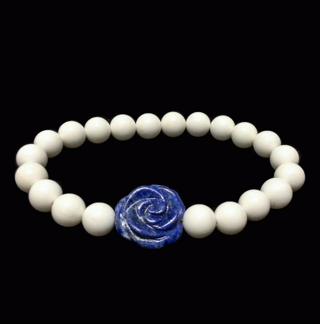 Flower Sodalite & White Agate Stretch Bracelet (1 of 1)