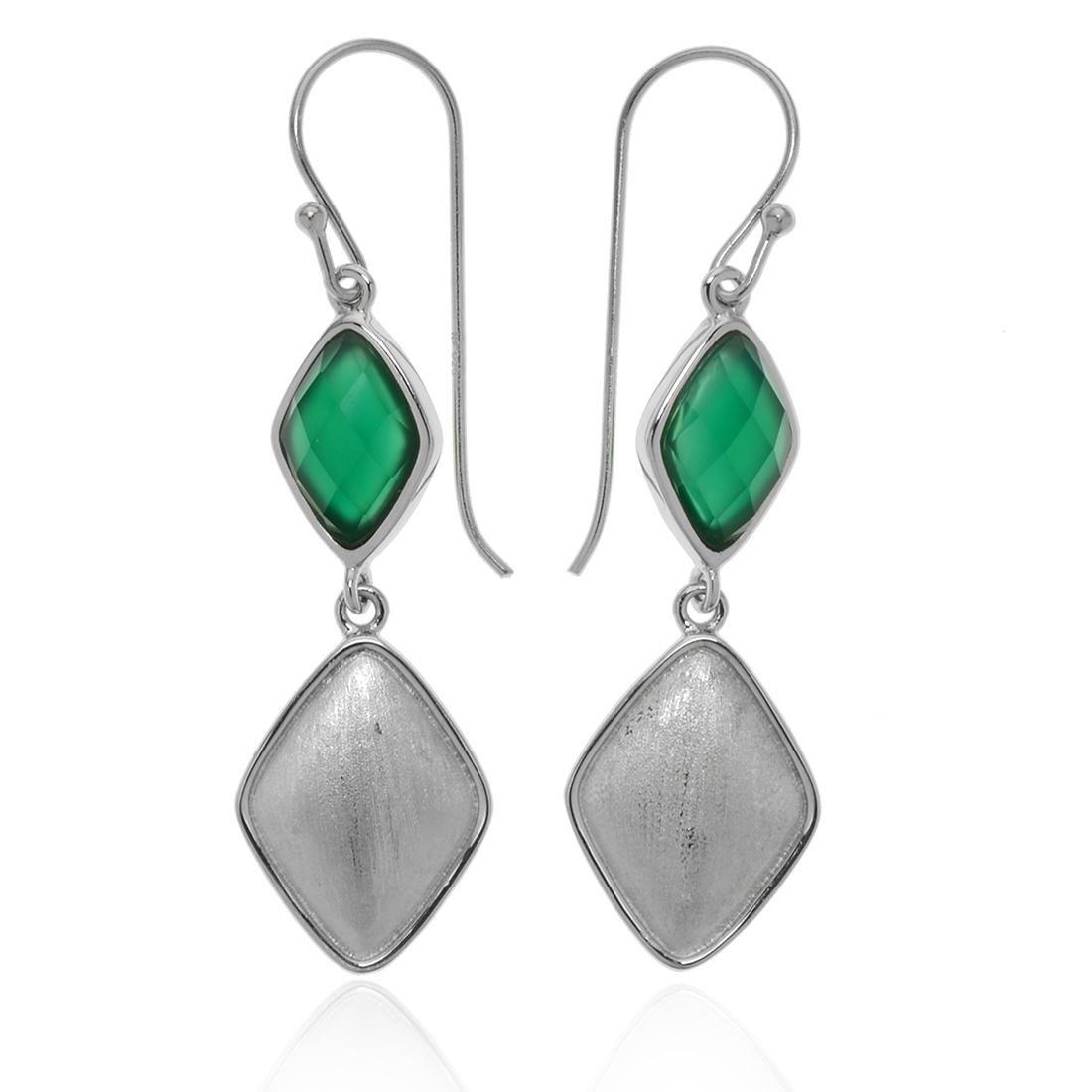 Sterling Silver Green Agate Drop Earrings (1 of 1)