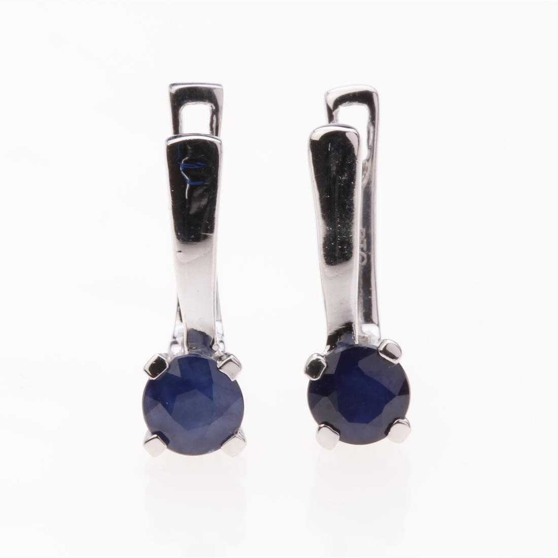 Round Dark Sapphire Sterling Silver Earrings (1 of 2)