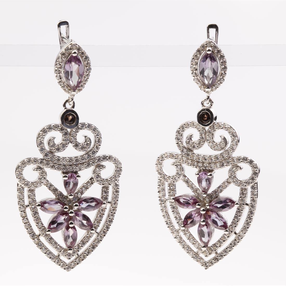 Zircon & Syn Alexandrite Silver Dangle Earrings (1 of 2)
