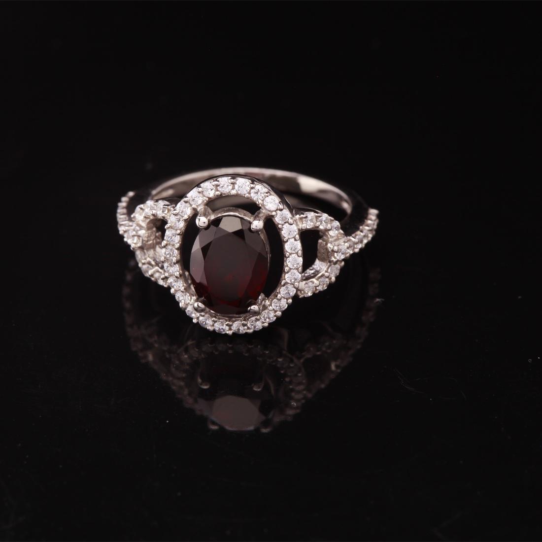 Size 6.5 Sterling Silver Garnet & Zircon Ring (1 of 3)