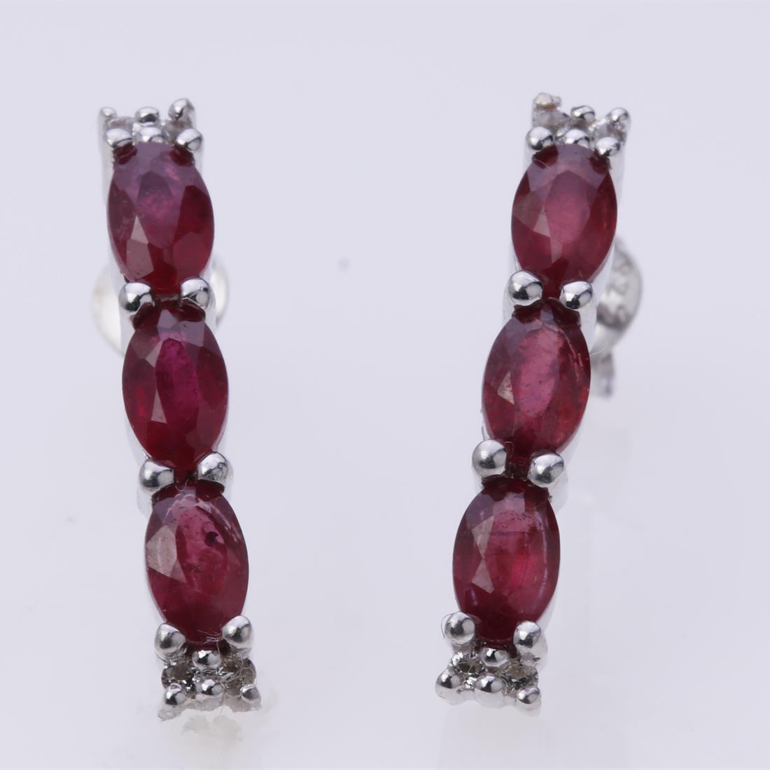 Linear Ruby Glass Field Sterling Silver Earrings (1 of 2)
