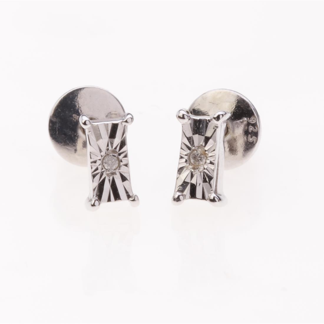 Rectangle Illusion Setting Diamond Stud Earrings (1 of 1)