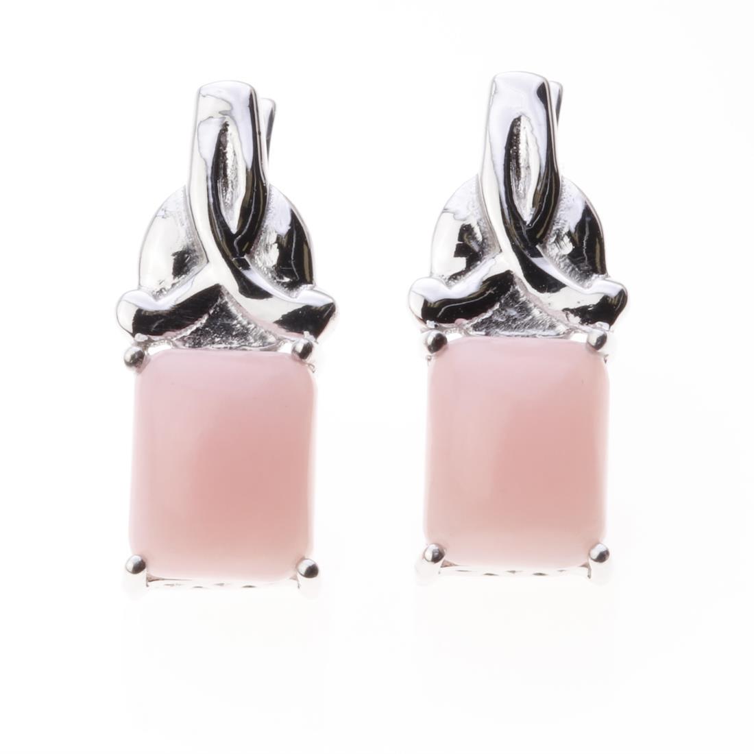 Pink Opal Sterling Silver Latchback Earrings (1 of 2)