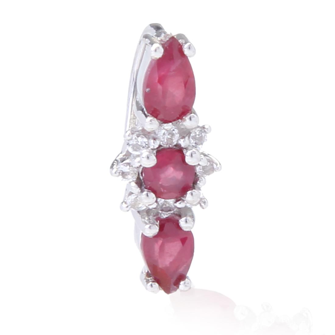 Sterling Slv Ruby Red Glass & White Topaz Pendant (1 of 2)