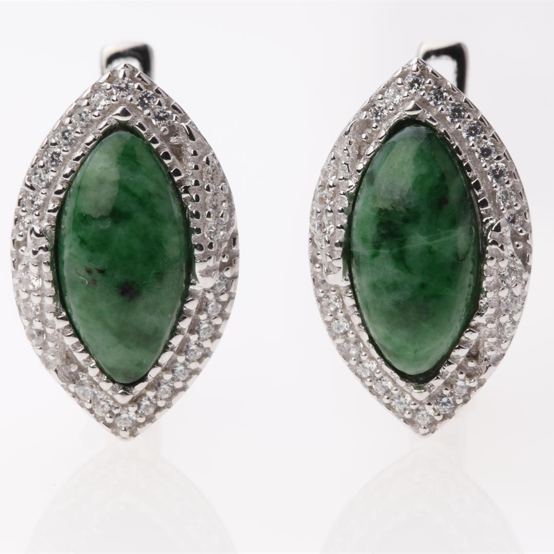 Marquise Maw Sit Sit & Zircon Silver Earrings (1 of 2)