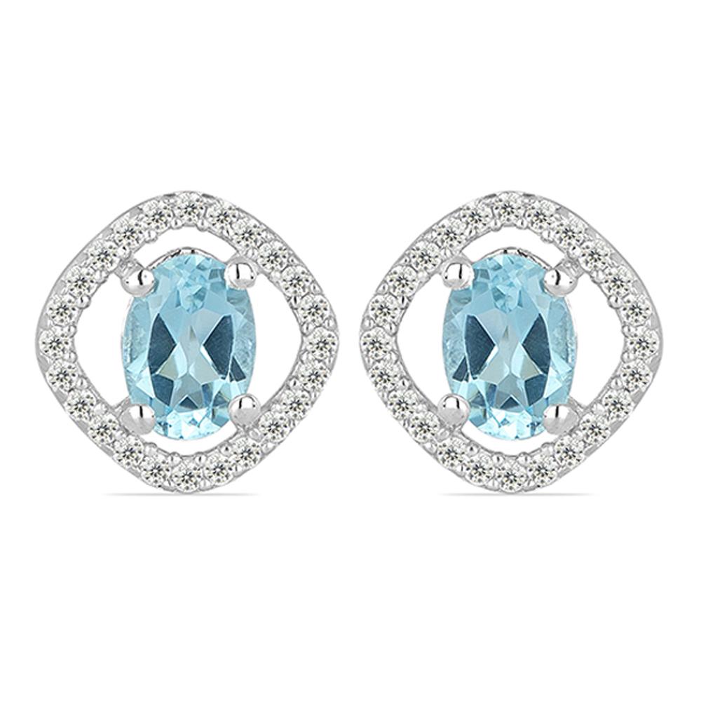 2.12ct-Sky Blue Topaz 925 S.Silver Earrings (1 of 2)