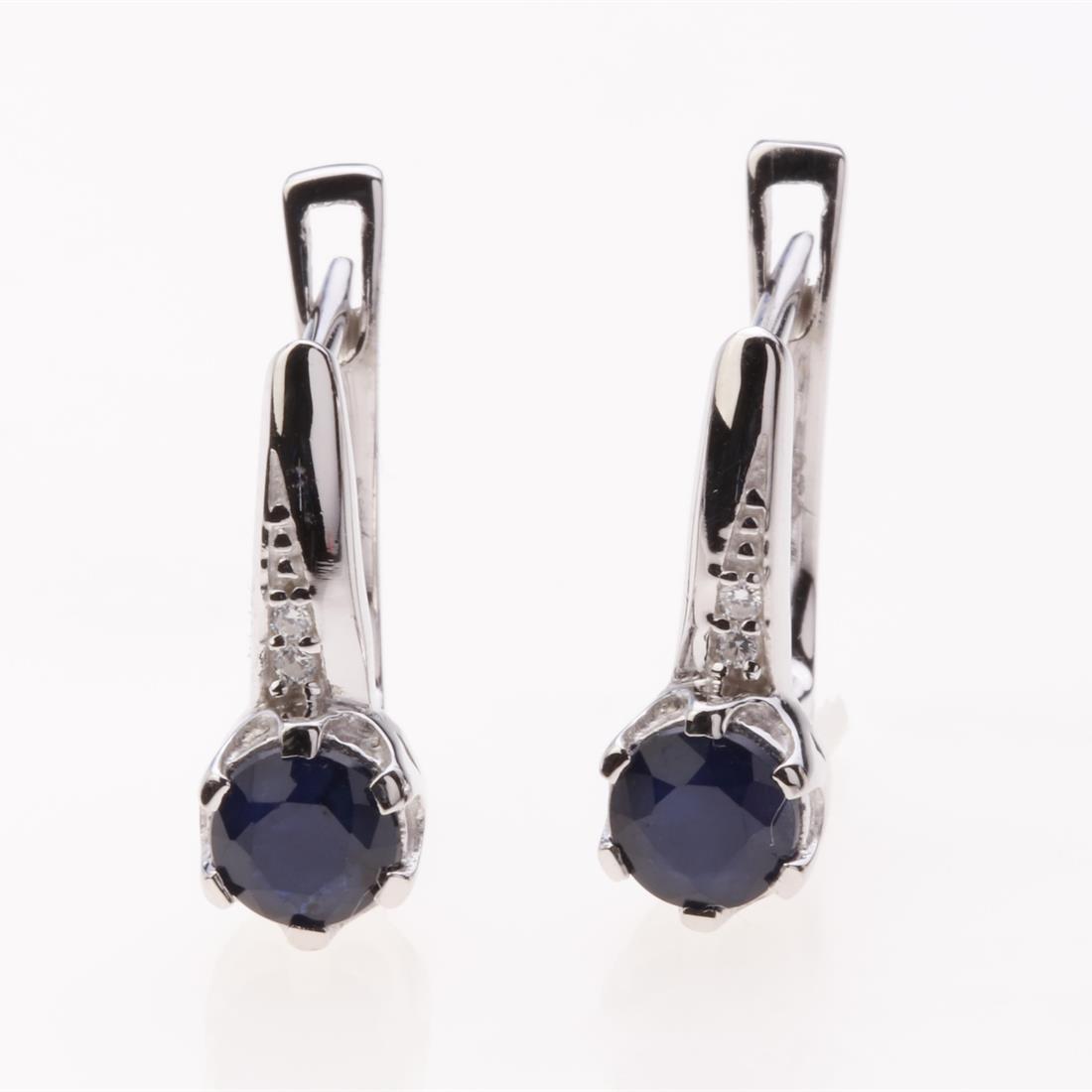 Sapphire & Zircon Silver Latchback Earrings (1 of 2)