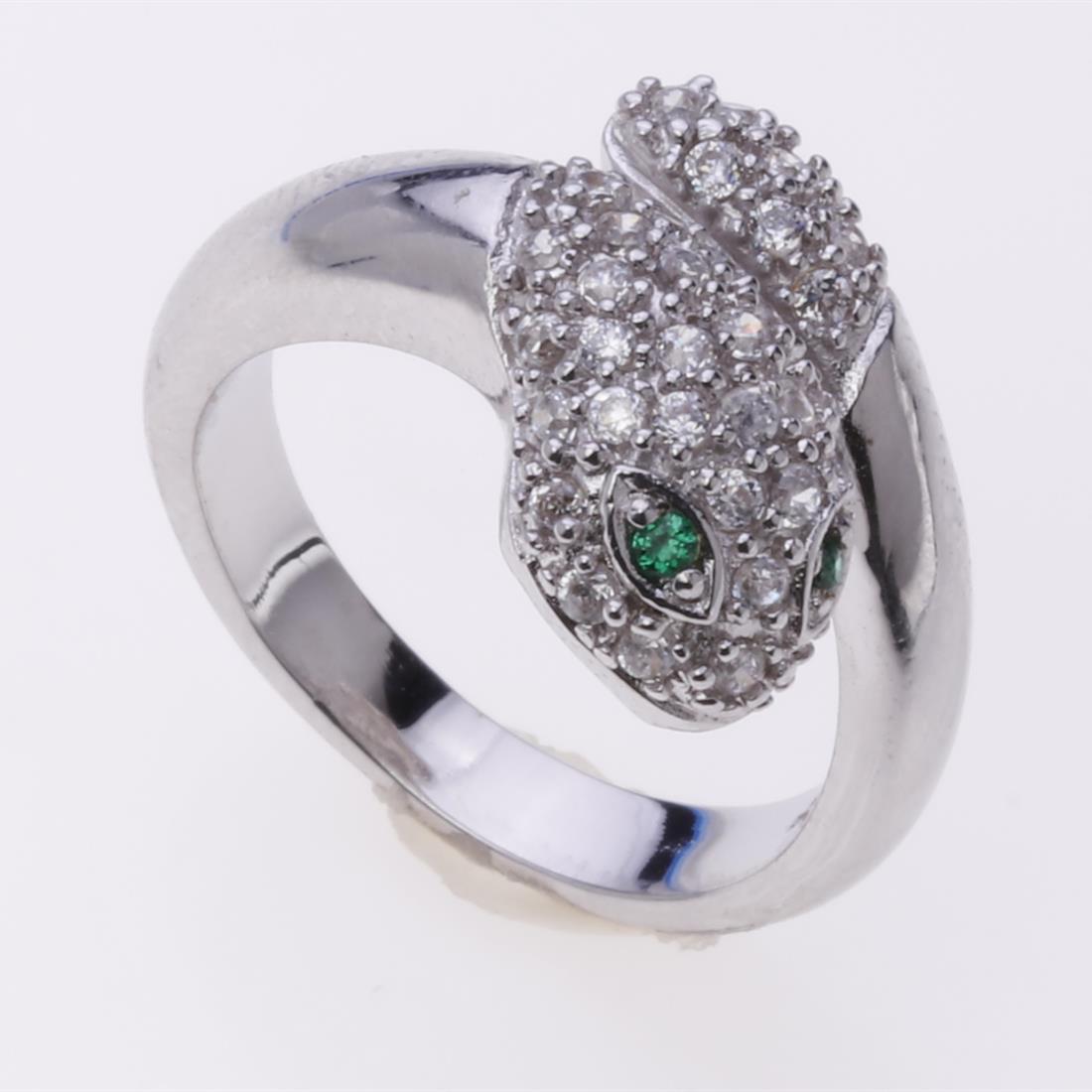 Size 8 Silvertone Pave Snake Ring (1 of 3)