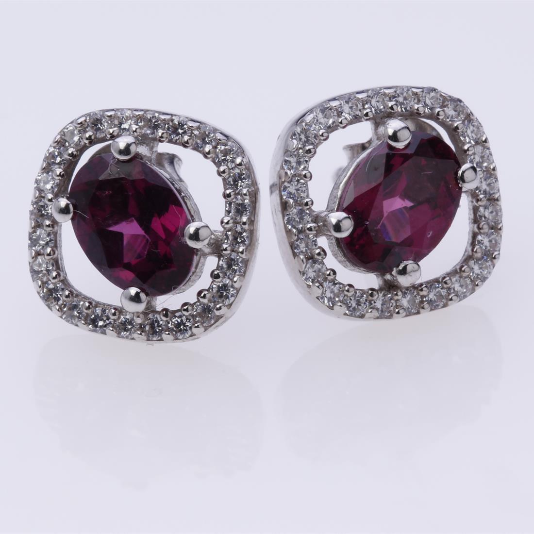 2.12ct-Rhodolite Garnet 925 S.Silver Earrings (1 of 2)
